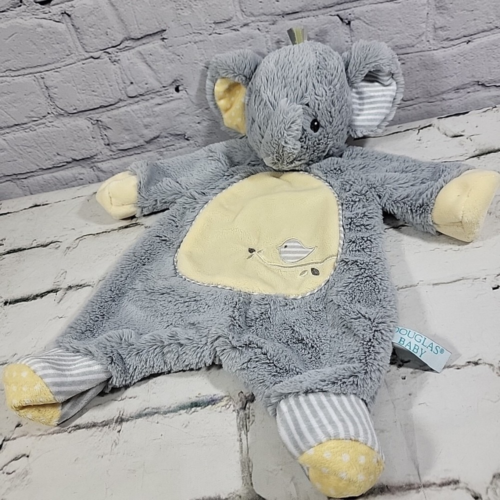 Douglas Baby Elephant Plush Sshlumpie Lovey‎ Gray Yellow Floppy Stuffed Animal